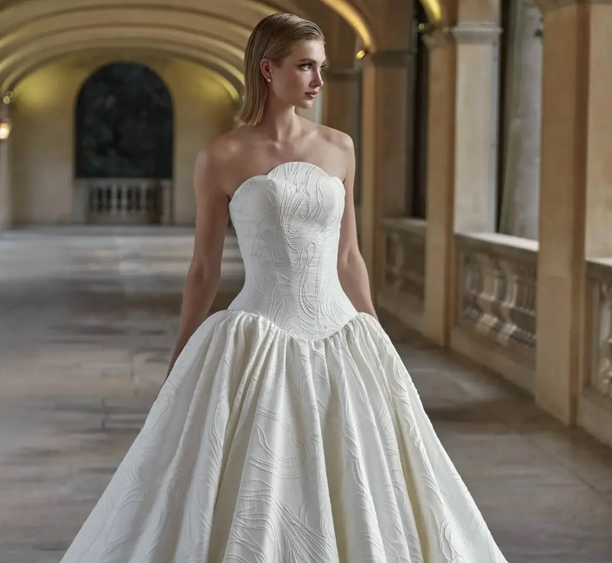 Models wearing a white dress